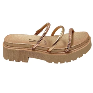 Tamanco Vizzano Flatform Com Strass Feminino - Rosa Antigo
