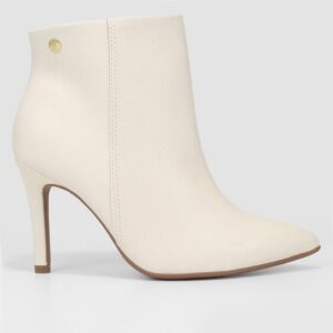 Bota Cano Curto Vizzano Bico Fino Lisa Feminina - Off White
