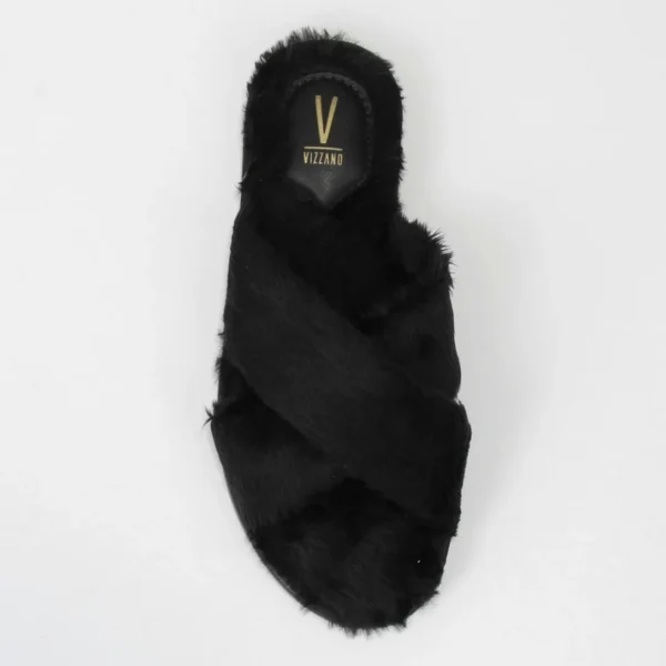 Rasteira Vizzano Pelo Tiras Cruzadas Feminina - Preto - Imagem 4