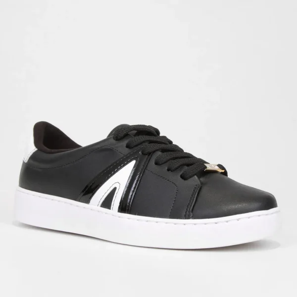 Tênis Vizzano Casual Cano Baixo Feminino - Preto+Branco - Imagem 2