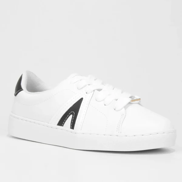 Tênis Vizzano Casual Cano Baixo Feminino - Branco + Preto - Imagem 2