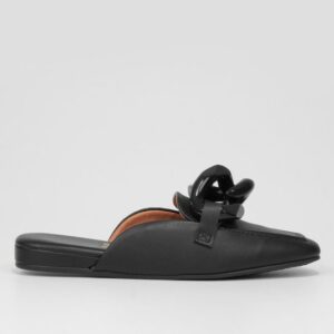 Mule Vizzano Bico Quadrado Detalhe Corrente - Preto