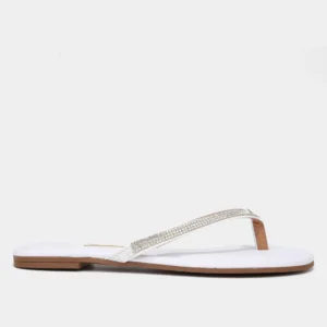 Rasteira Vizzano Brilho Feminina - Branco + Bege