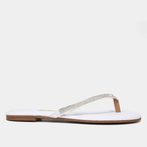Rasteira Vizzano Brilho Feminina - Branco + Bege