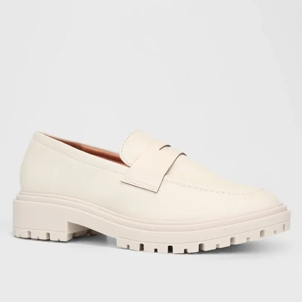 Loafer Vizzano Salto Baixo Tratorado Feminino - Off White - Imagem 2