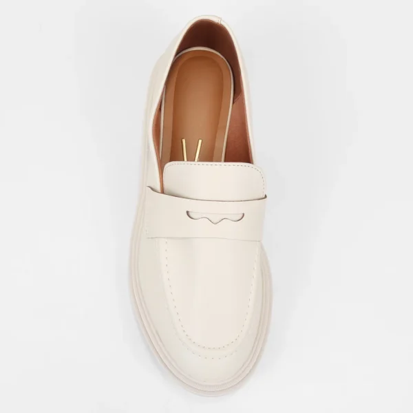 Loafer Vizzano Salto Baixo Tratorado Feminino - Off White - Imagem 5