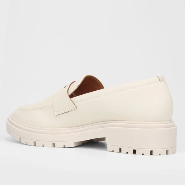 Loafer Vizzano Salto Baixo Tratorado Feminino - Off White - Imagem 4