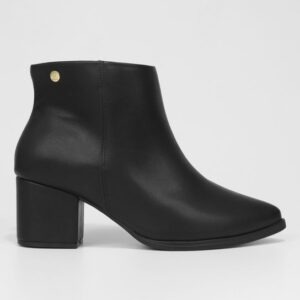 Bota Cano Curto Vizzano Bico Fino Salto Bloco Feminina - Preto