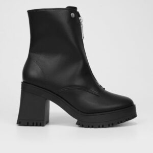 Bota Cano Curto Vizzano Salto Alto Zíper Feminina - Preto