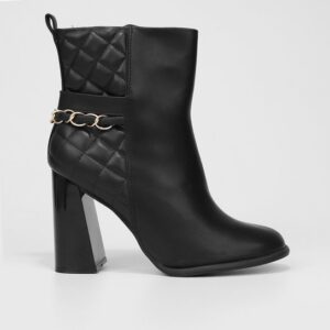 Bota Cano Curto Vizzano Matelassê Salto Alto Feminina - Preto