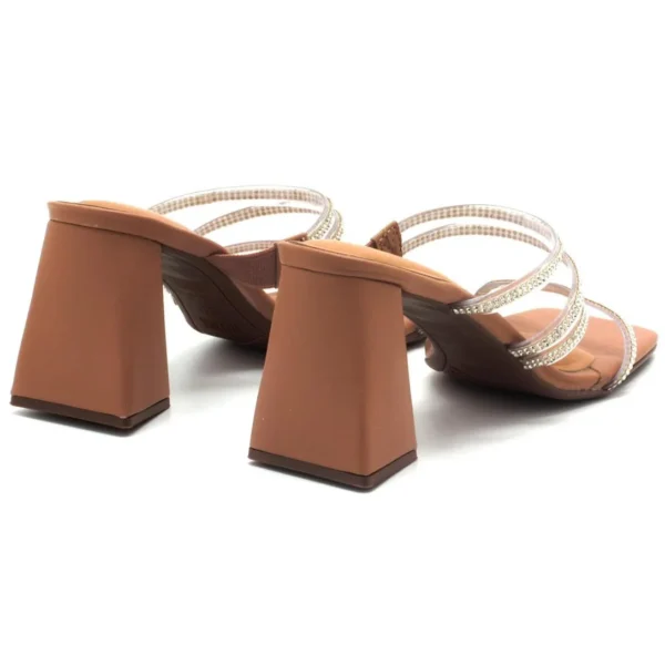 Tamanco Vizzano Salto Bloco Tiras Vinil Strass Feminino - Nude - Imagem 4