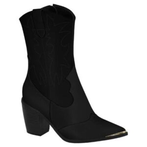 Bota Feminina Vizzano Western Cano Médio Prata - Preto