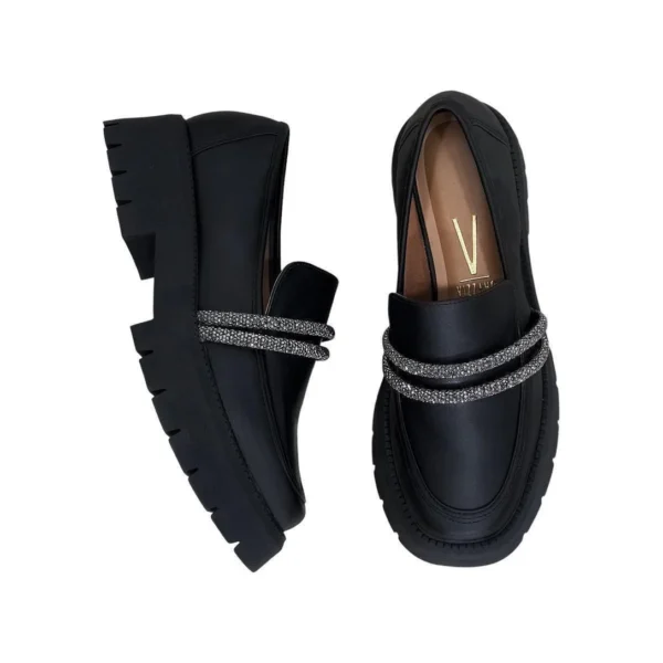 Mocassim Feminino Vizzano Zebra Tratorado Preto - Preto - Imagem 3