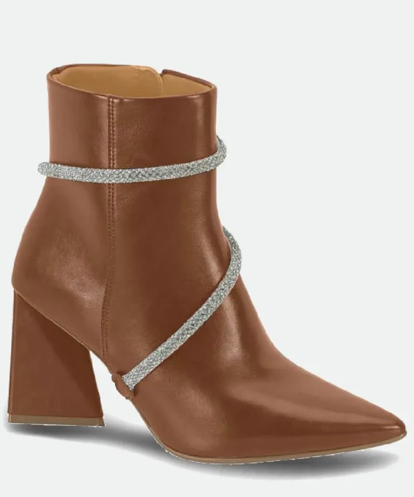 Bota Feminina Cano Curto Salto Grosso Strass Vizzano - Imagem 3