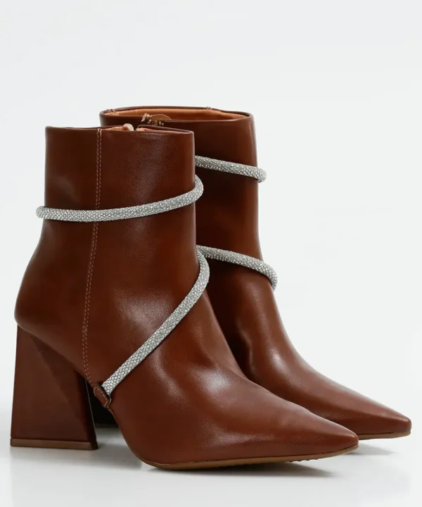 Bota Feminina Cano Curto Salto Grosso Strass Vizzano - Imagem 5