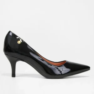 Scarpin Vizzano Bico Fino Salto Médio Verniz - Preto