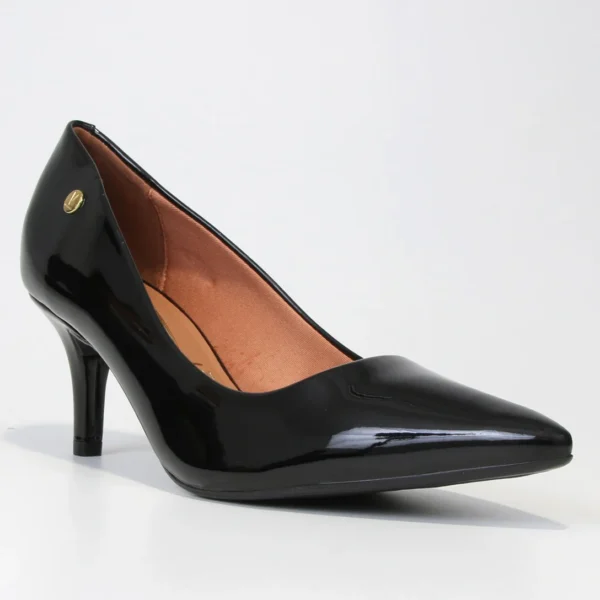 Scarpin Vizzano Bico Fino Salto Médio Verniz - Preto - Imagem 2
