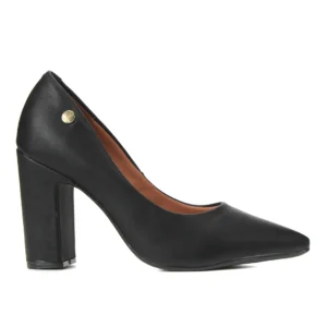 Scarpin Vizzano Bico Fino Salto Bloco Alto - Preto