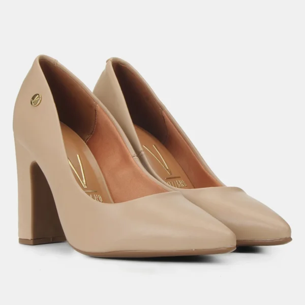 Scarpin Vizzano Bico Fino Salto Bloco Alto - Nude - Imagem 2