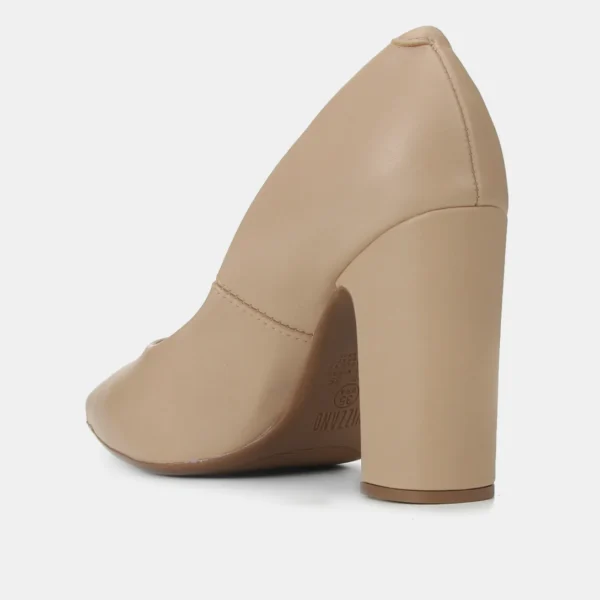 Scarpin Vizzano Bico Fino Salto Bloco Alto - Nude - Imagem 3