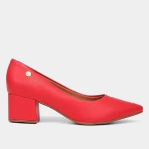 Scarpin Vizzano Bico Fino Salto Bloco - Vermelho
