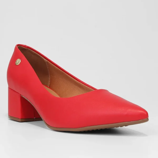 Scarpin Vizzano Bico Fino Salto Bloco - Vermelho - Imagem 2