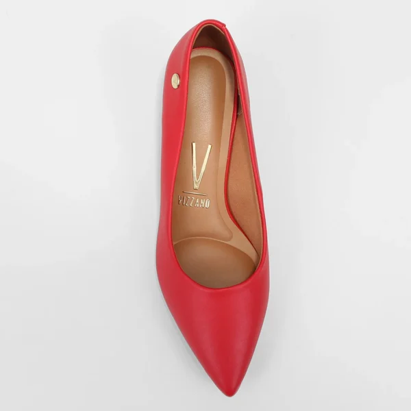 Scarpin Vizzano Bico Fino Salto Bloco - Vermelho - Imagem 4