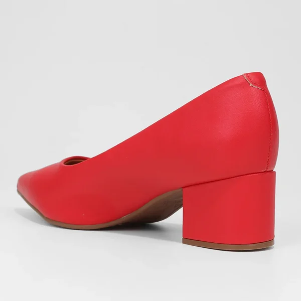 Scarpin Vizzano Bico Fino Salto Bloco - Vermelho - Imagem 3