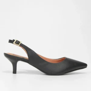 Scarpin Vizzano Slingback Bico Fino Salto Baixo - Preto