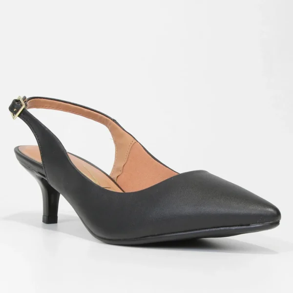 Scarpin Vizzano Slingback Bico Fino Salto Baixo - Preto - Imagem 2