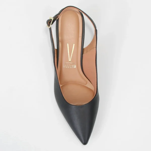 Scarpin Vizzano Slingback Bico Fino Salto Baixo - Preto - Imagem 4