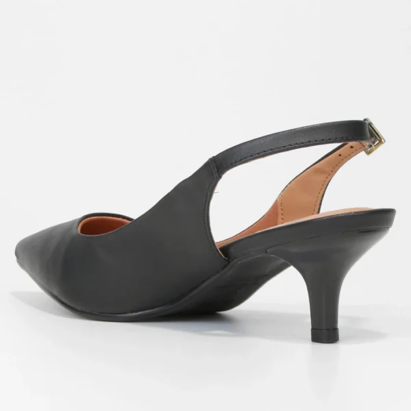 Scarpin Vizzano Slingback Bico Fino Salto Baixo - Preto - Imagem 3