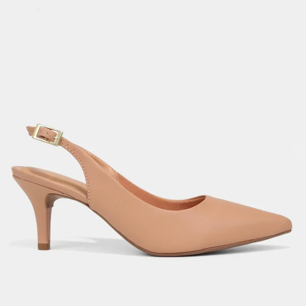 Scarpin Vizzano Slingback Salto Fino Médio - Bege