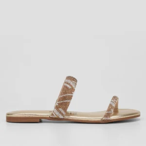 Rasteira Vizzano Metalizada Strass - Dourado