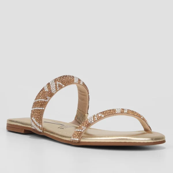 Rasteira Vizzano Metalizada Strass - Dourado - Imagem 2