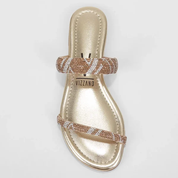 Rasteira Vizzano Metalizada Strass - Dourado - Imagem 4