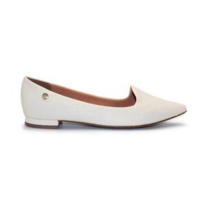 Sapatilha Vizzano Salto Baixo Bico Fino Pelica - Off White