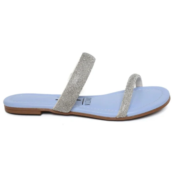 Rasteira Vizzano Strass Tira Pronta Feminina - Azul Claro - Imagem 2