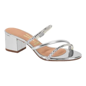 Tamanco Vizzano Salto Grosso Quadrado Baixo Casual Feminino - Prata