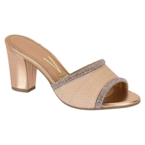 Tamanco Feminino Vizzano Salto Grosso Sandália Casual - Rosa