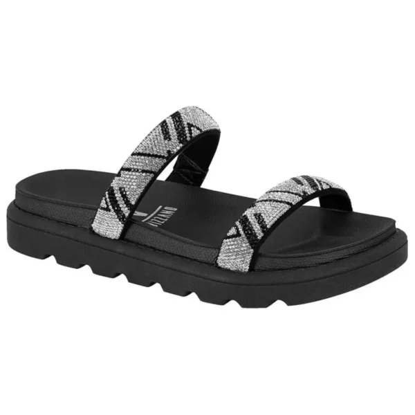 Rasteira Vizzano Flatform Strass Hotfix - Preto - 40 - Preto - Imagem 2