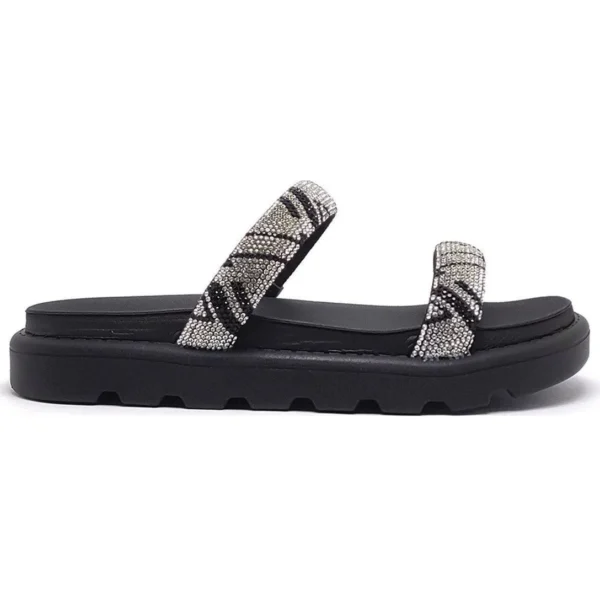 Rasteira Vizzano Flatform Strass Hotfix - Preto - 40 - Preto