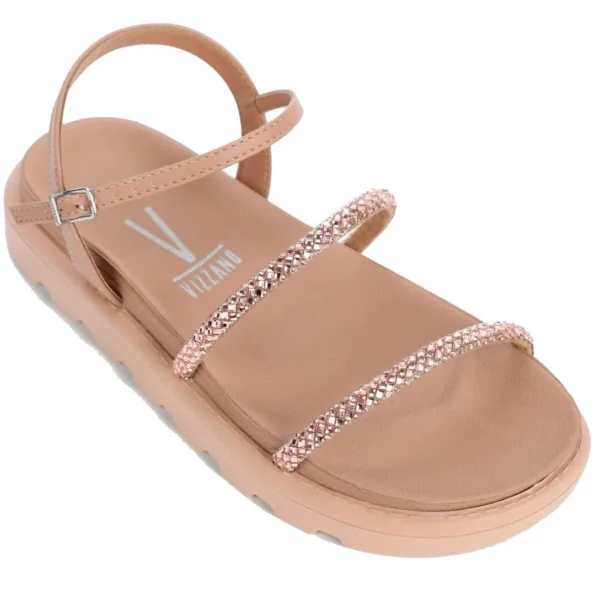 Rasteira Vizzano Flatform Tiras Strass Feminina - Nude - Imagem 2