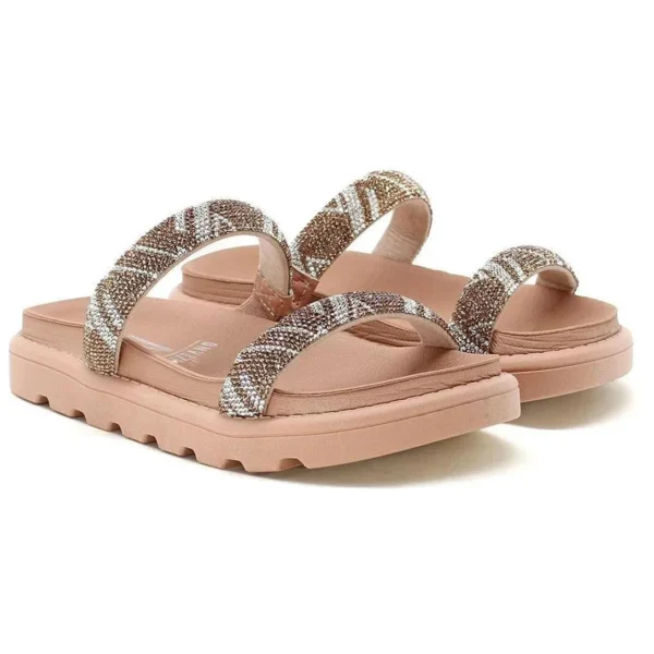 Rasteira Vizzano Flatform Strass Hotfix - Bege - Imagem 2