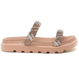 Rasteira Vizzano Flatform Strass Hotfix - Bege
