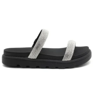 Tamanco Vizzano Flatform Tiras Brilho Feminino - Preto
