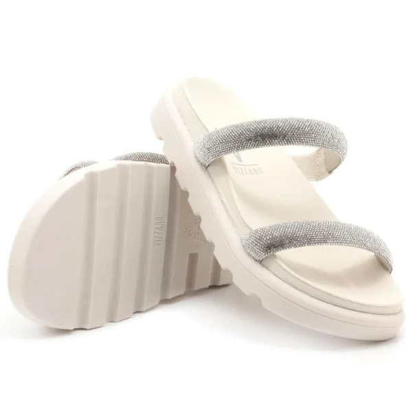 Tamanco Vizzano Flatform Tiras Brilho Feminino - Branco - Imagem 3
