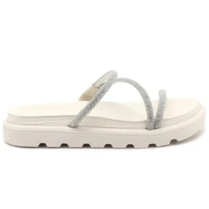 Tamanco Vizzano Flatform Tiras Brilho Feminino - Branco
