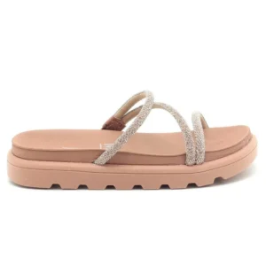 Tamanco Vizzano Flatform Tiras Brilho Feminino - Nude