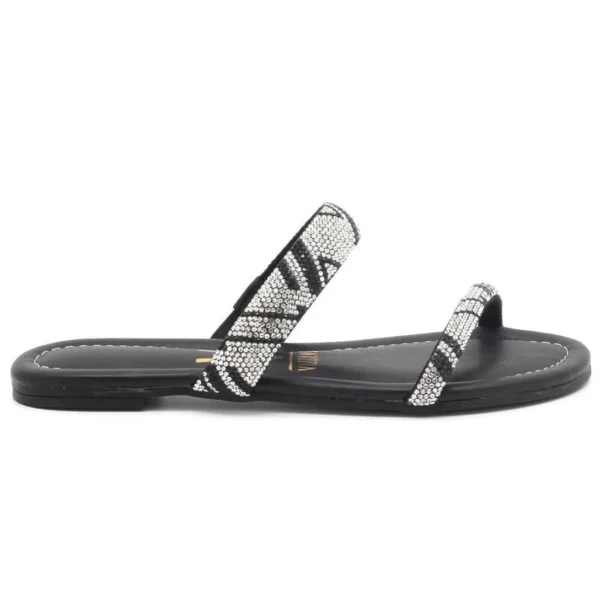 Tamanco Vizzano Rasteira Slide Brilho Strass Feminino - Preto